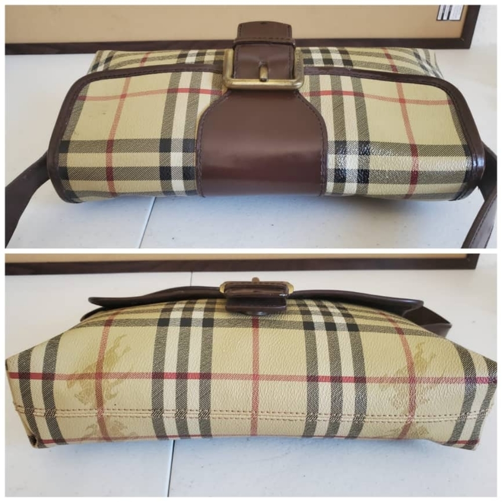 Burberry Haymarket Check PVC Buckle Flap Bag - Picture 4 of 9